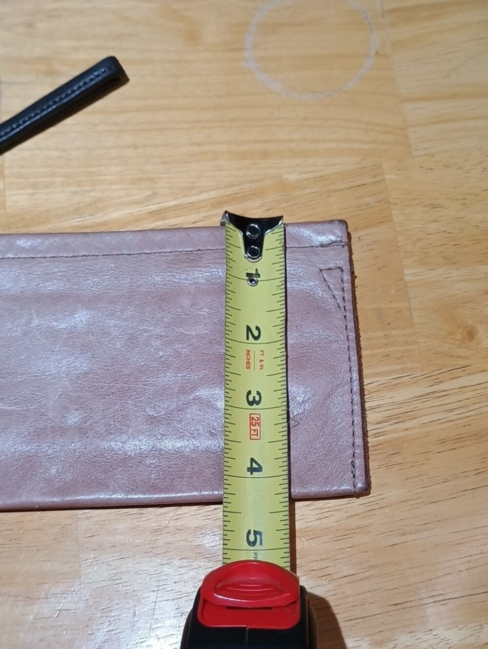Compact Mauve Leather Wristlet Clutch with Strap - Picture 4 of 11
